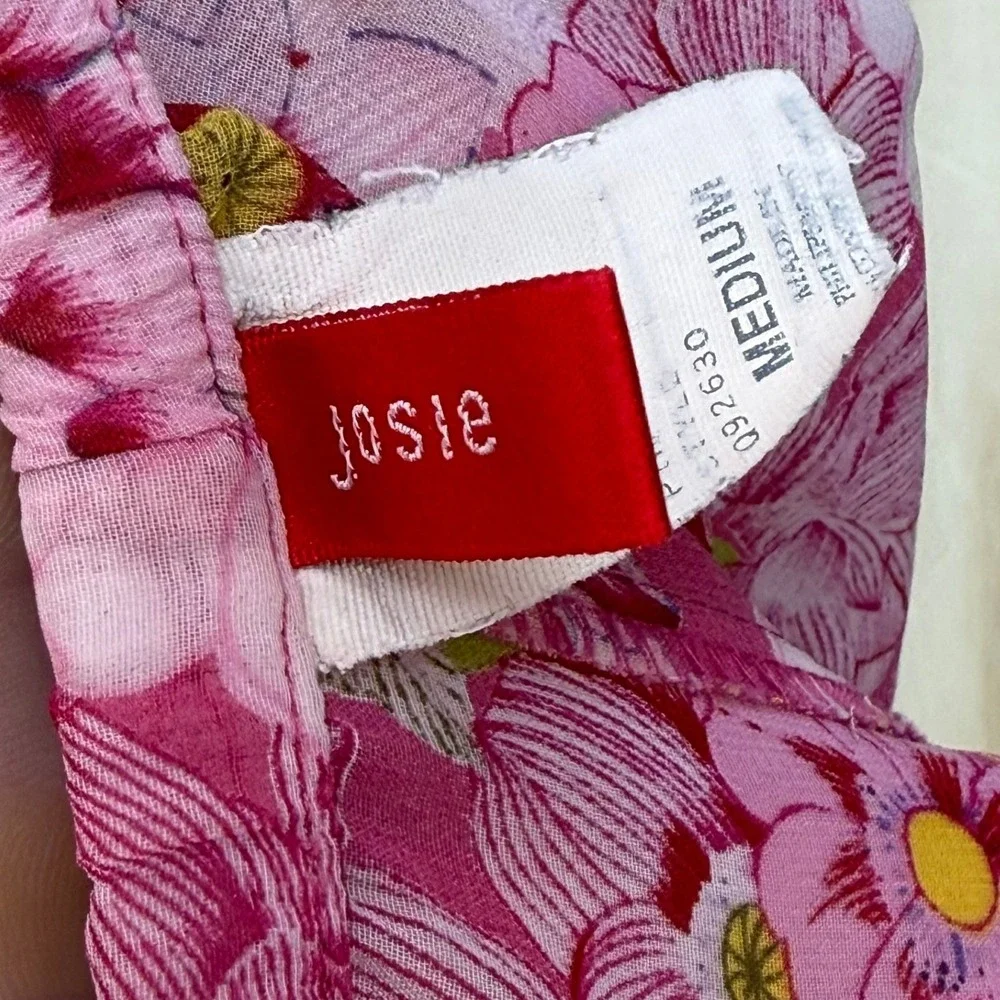 Josie by Natori Pink Floral Pajama Pants Wide Leg Drawstring Medium 092630